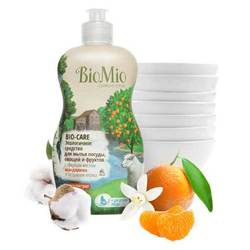 BIO-CARE Экологическое средство для мытья посуды, овощей и фруктов с эфирным маслом мандарина и экстрактом хлопка, 450 мл