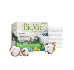 BIO-WHITE Экологичный стиральный порошок для белого белья без запаха с экстрактом хлопка , 1,5 кг (30 стирок)